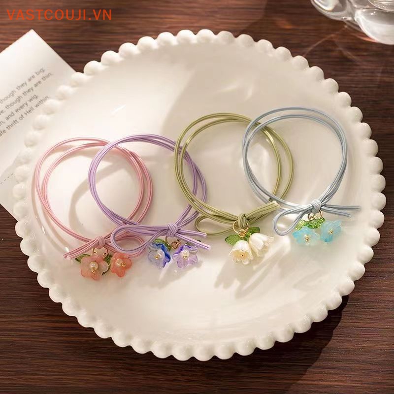 Set 2 Vòng Tay Dây Co Giãn Mặt Hoa Xinh Xắn Cho Nữ