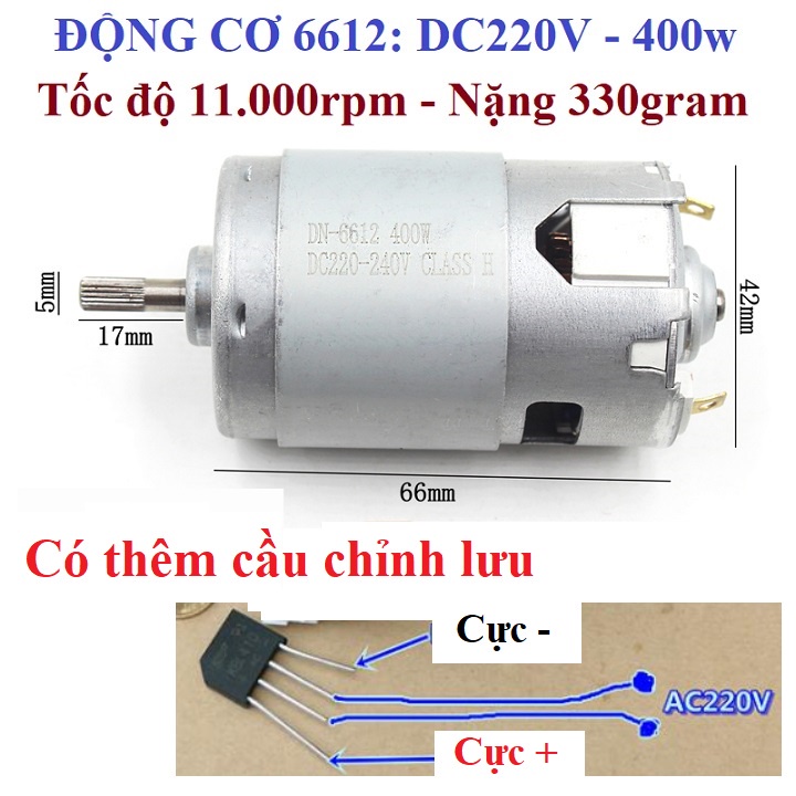 Động Cơ DC220V Công Suất Lớn 400W hoặc 600W