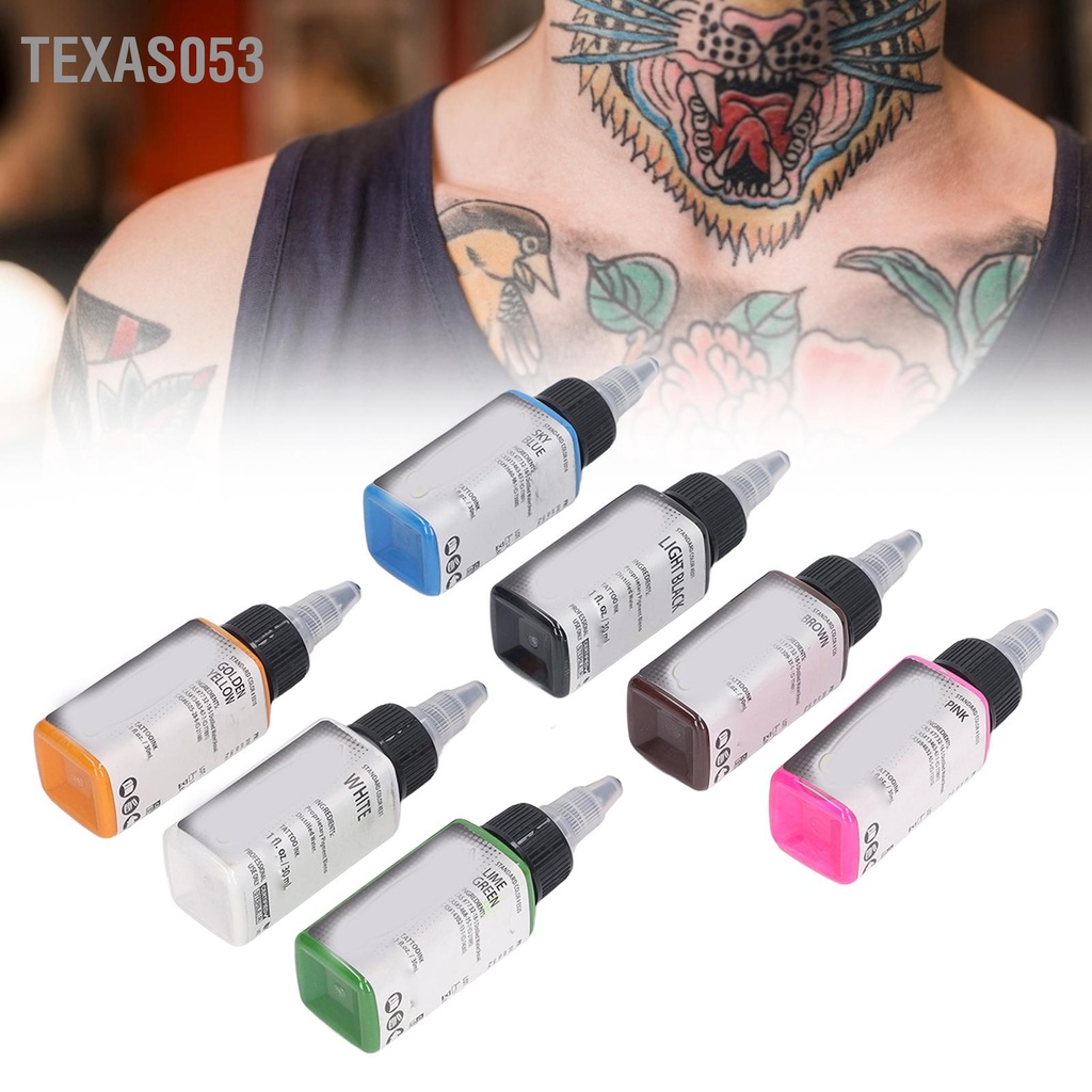 Texas053 7 Chiếc Mực Xăm Tạm Thời Bán Sắc Tố Hình Vĩnh Viễn Màu Cho Nghệ Thuật Thân Thể 210Ml