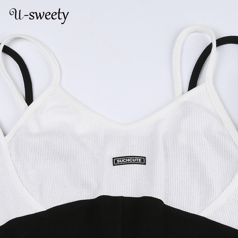 Jumpsuit Sát Nách Cổ Yếm Dáng Ôm Màu Sắc Tương Phản Thời Trang 2023 Cho Nữ | BigBuy360 - bigbuy360.vn