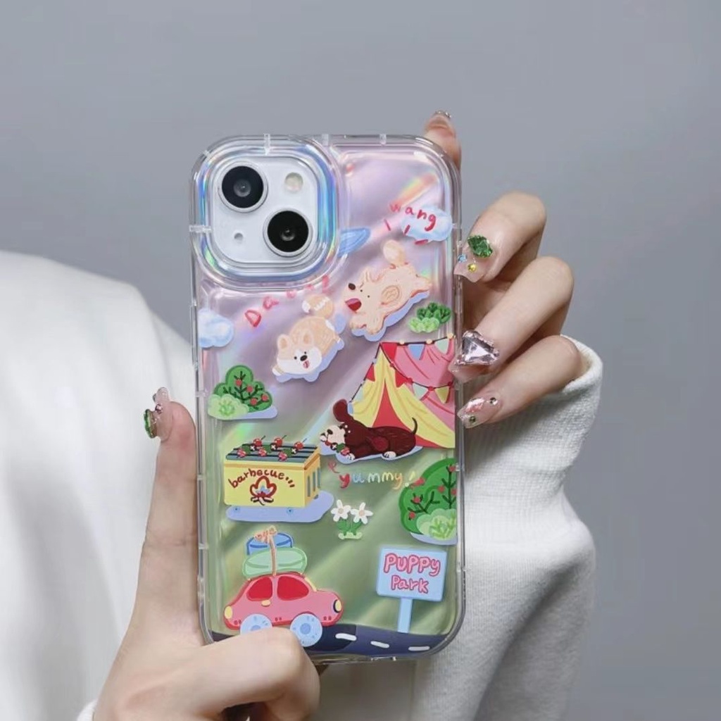 Ốp Điện Thoại Dẻo Họa Tiết Cô Gái / Chú Chó Dễ Thương Chống Sốc Cho iPhone14pro11xr 678 13xs 12