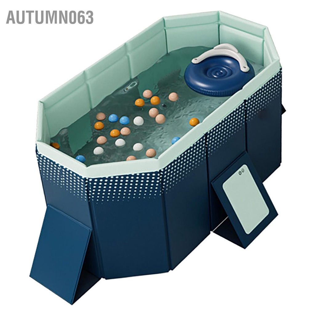 Autumn063 Bể bơi PVC dày hình chữ nhật có thể gập lại 1 6m dùng cho gia đình Màu xanh lam