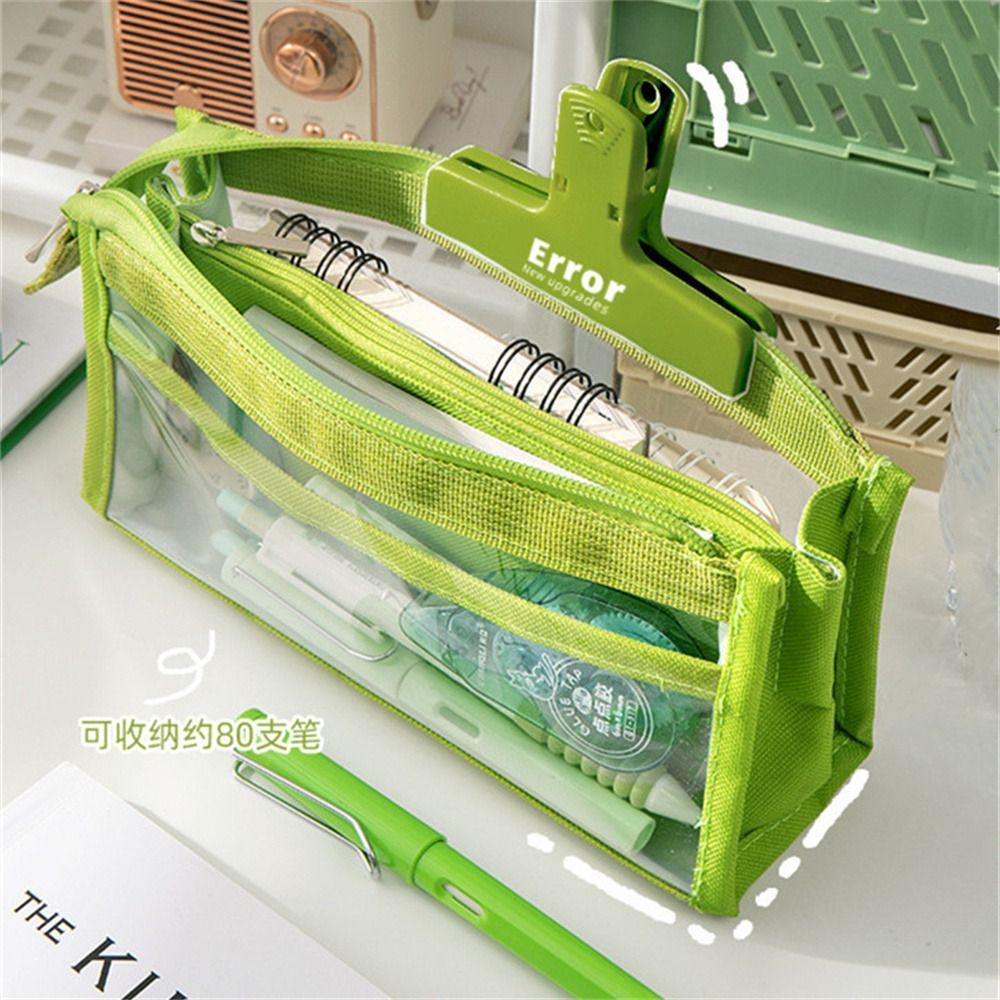 BERNARDO Túi Đựng Bút Trong Suốt Nhiều Ngăn Có Khóa Kéo Tiện Dụng Cho Học Sinh