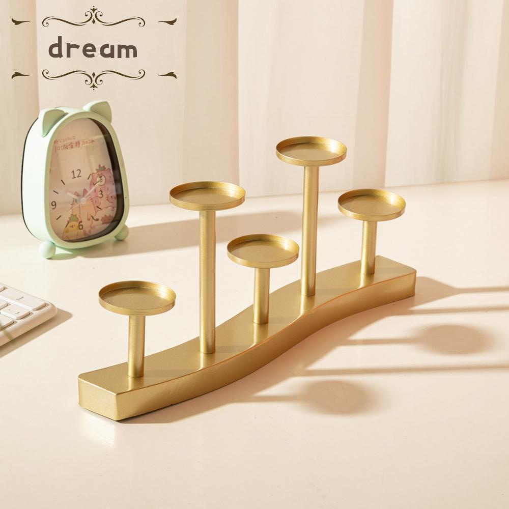 【DREAMLIFE】Candle Holder Candle Stand Elegant Metal Table Candlestick 32x13.6x5cm