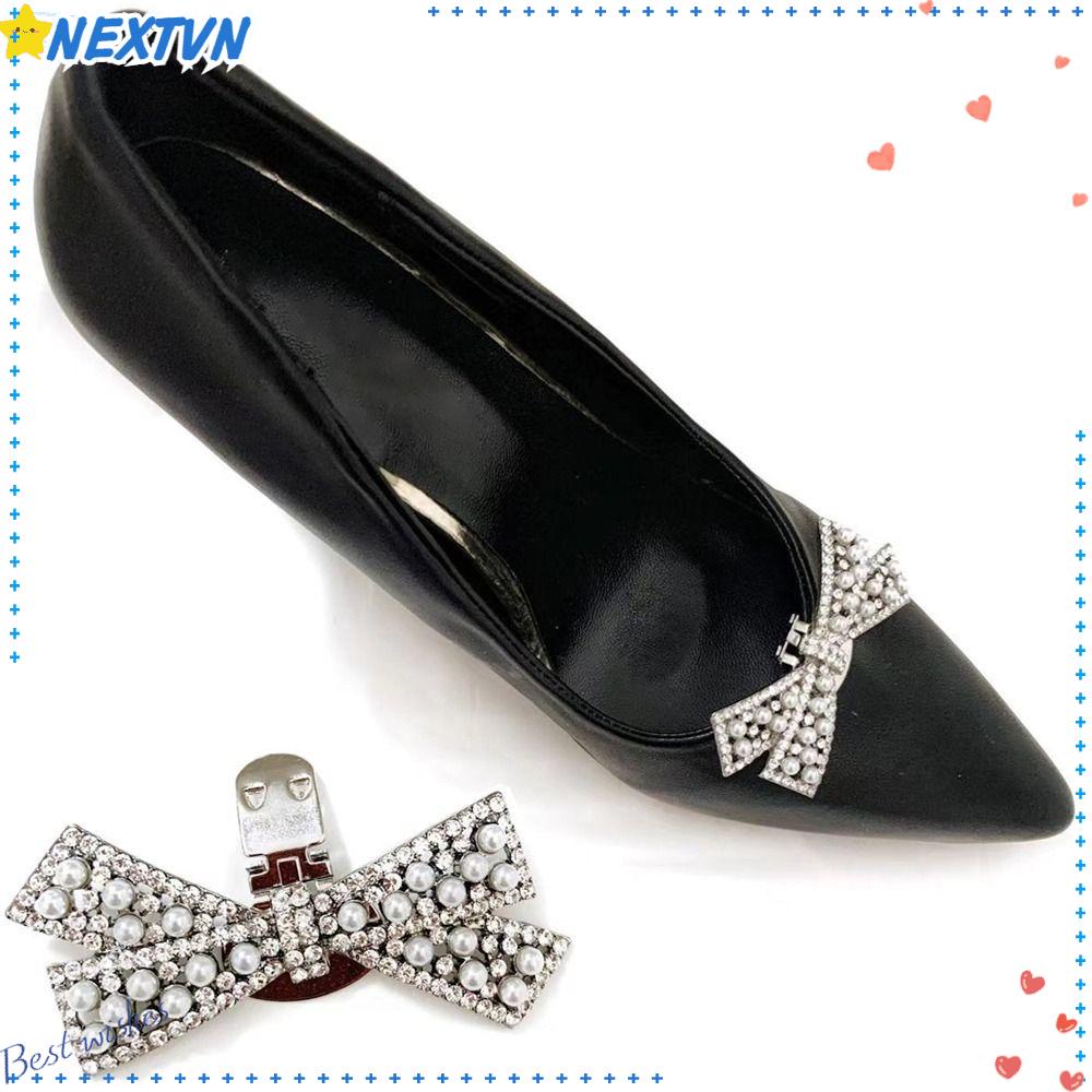 1 Kẹp Giày Đính Đá Và Nơ Lấp Lánh Trang Trí Cho Cô Dâu