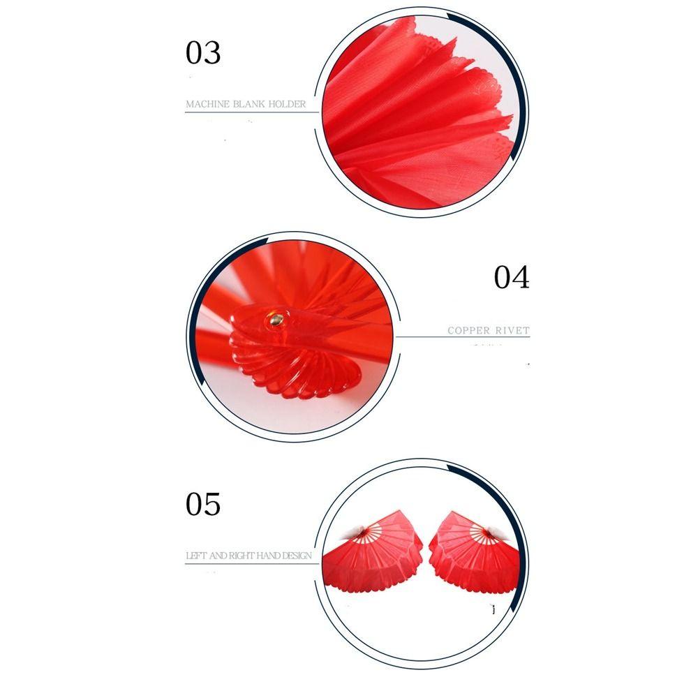 Quạt Múa Bụng Chất Liệu Lụa Tre Màu Xanh Lá / Hồng / Đỏ