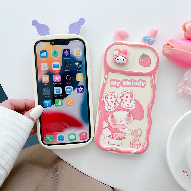 Ốp Điện Thoại TPU Dẻo Họa Tiết Tai Thỏ 3D Dễ Thương Cho iPhone 14 13 12 Pro Max Plus 11