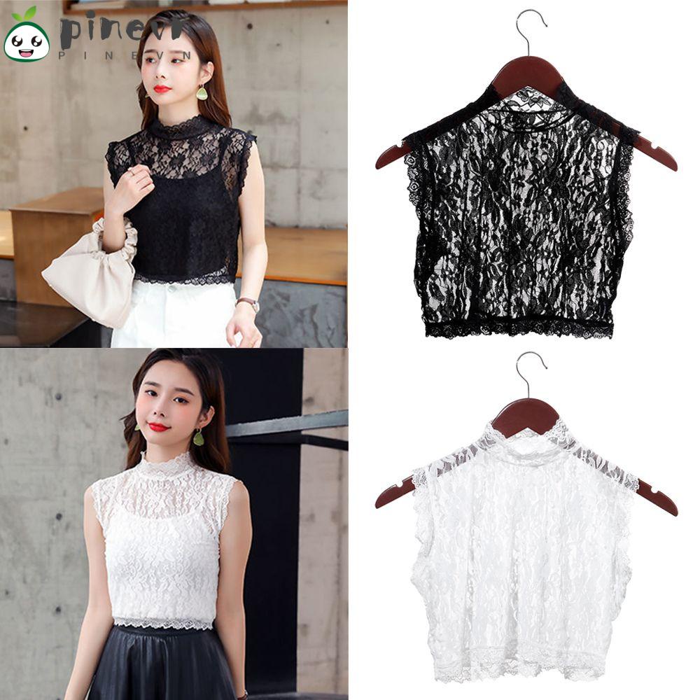 PINEVN Cổ Áo Giả Phối Ren Đơn Giản Phong Cách Vintage