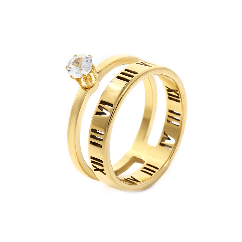 Nhẫn Thép Titan Đính Đá zircon Thời Trang Mới Cho Nữ