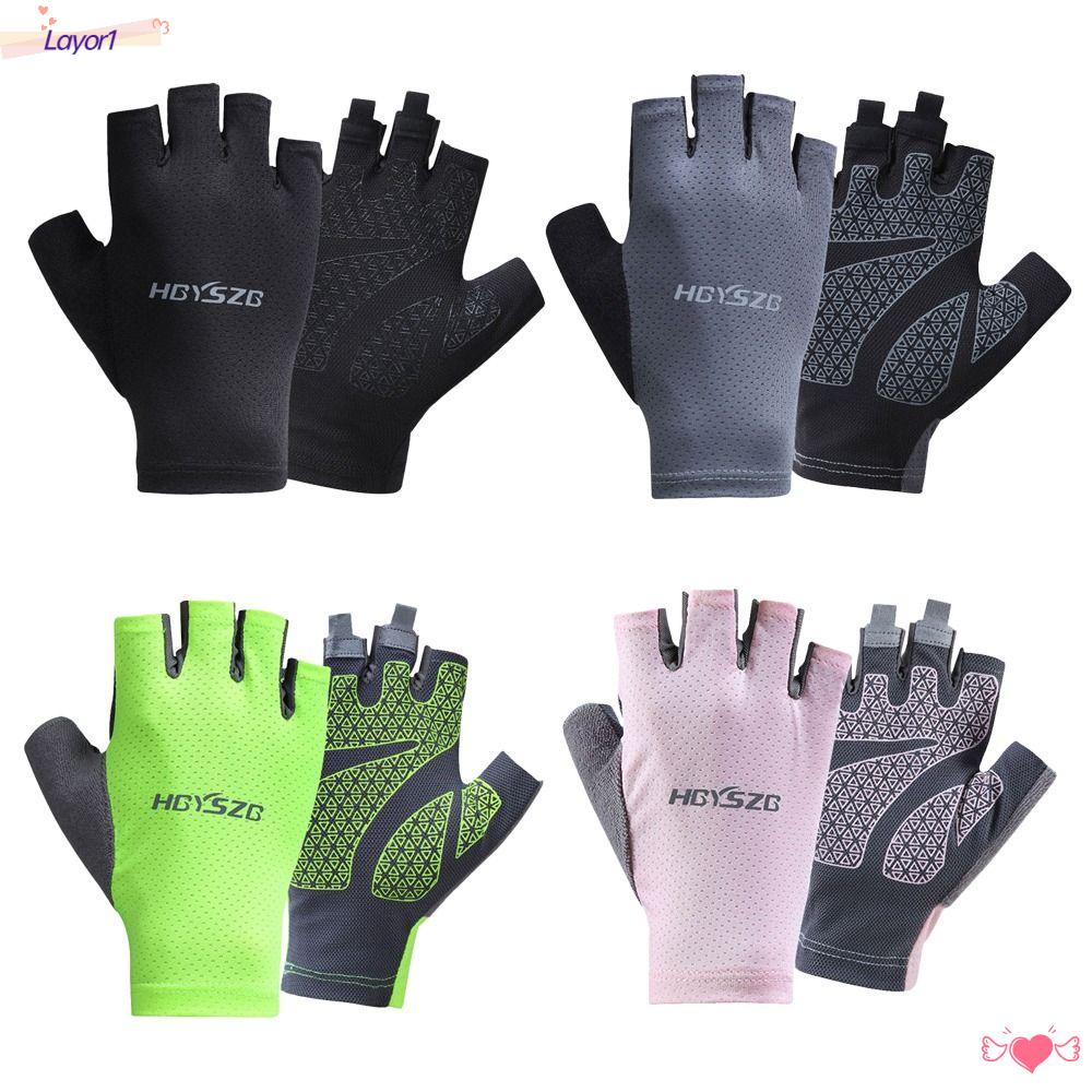 LAYOR1 1 Đôi Găng Tay Đạp Xe Vải Lụa Lạnh Co Giãn Tốt Thoải Mái Có Thể Chạm Màn Hình Cảm Ứng Thời