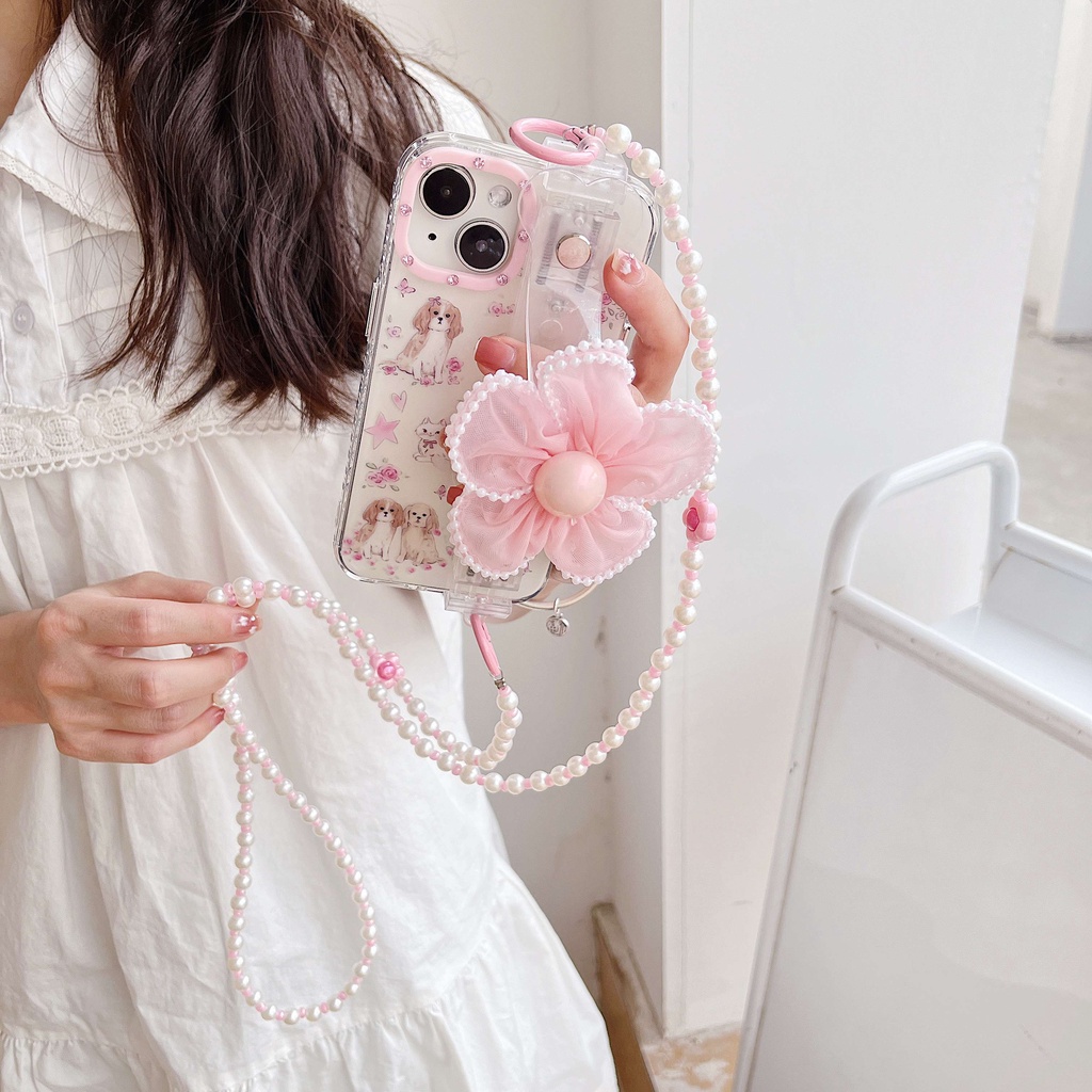 Túi Đựng Điện Thoại Họa Tiết Hoa Kèm Kẹp Có Thể Tháo Rời Cho IPhone Samsung