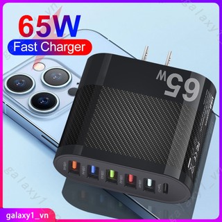Củ sạc 65w 6 cổng usb type c pd sạc nhanh quick charge 4.0 3.0 usb desktop cho iphone 14 13 pro xiaomi