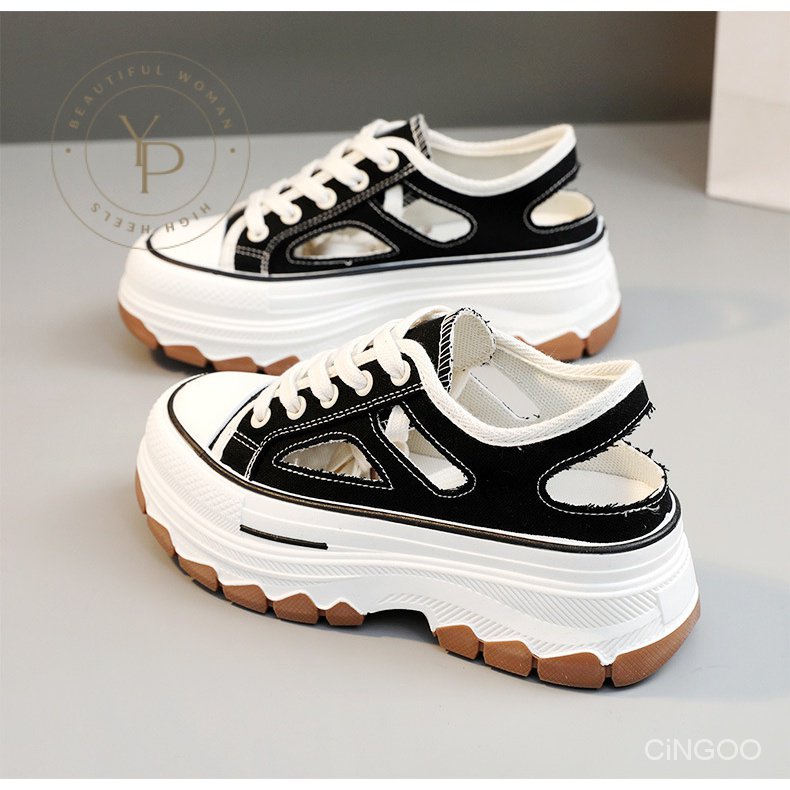 Giày Vải Canvas Br312 Thời Trang Mùa Hè 2023 Đế Dày Tăng Chiều Cao Thoáng Khí Phong Cách Mới Cho Nữ