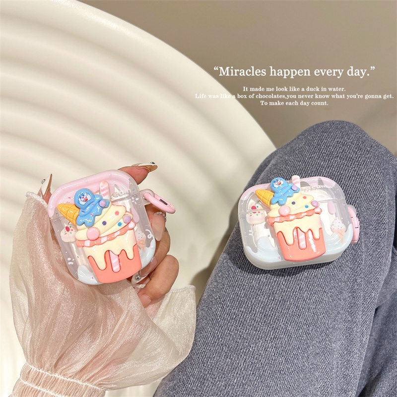 Vỏ Bảo Vệ Hộp Sạc Tai Nghe Bluetooth Không Dây Airpods1 / 2 3 Pro Pro2 Air Pods Pro 3 Hình Cây Kem Dễ Thương Ốp