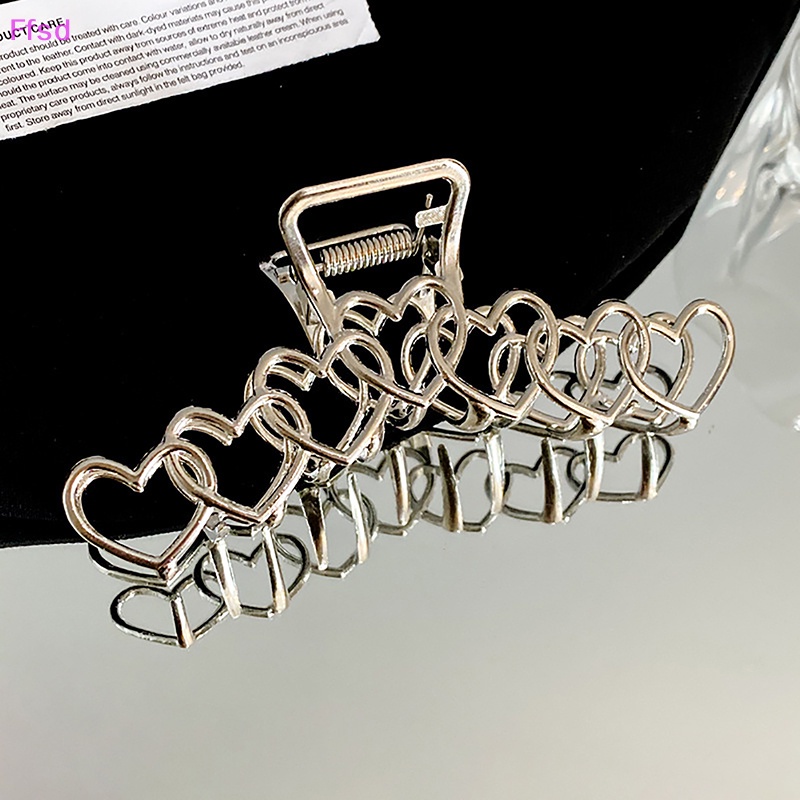 Kẹp Tóc Hình Ngôi Sao Năm Cánh / Trái Tim Màu Bạc Y2k Thời Trang Cho Nữ Y2k