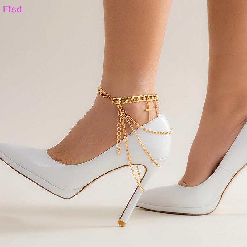 {Ffsd} Lắc Chân Nhiều Lớp Đính Đá Hình Giày Cao Gót Thời Trang Đi Biển Dành Cho Nữ