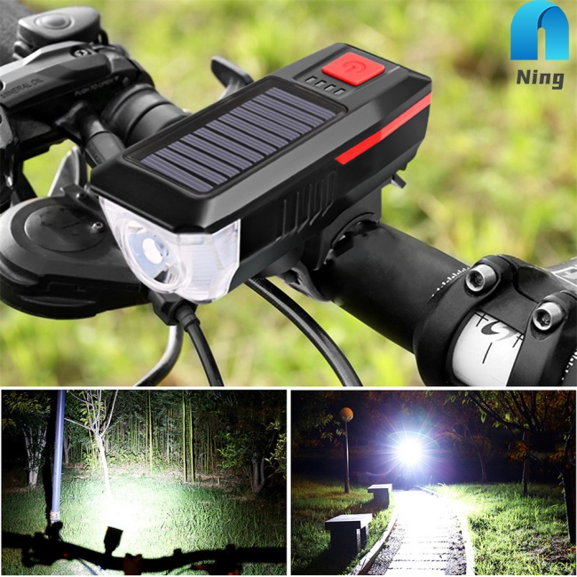 Đèn Pha Xe Đạp Sử Dụng Năng Lượng Mặt Trời Chống Thấm Nước Kèm Sạc Usb Chất Lượng Cao