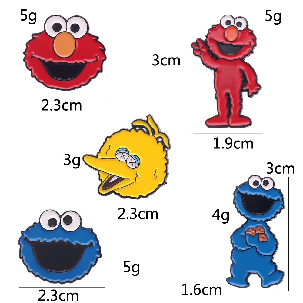 Ghim Cài Áo & Ghim Cài Thiết Kế Hoạt Hình Sesame Street Elmo Cookie Monster Dễ Thương