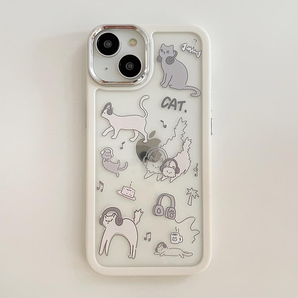 Ốp Điện Thoại Cứng Họa Tiết Mèo Dễ Thương Cho iPhone 11 12 12Pro 12ProMax 13 13Pro 13ProMax 14 14Pro 14ProMax
