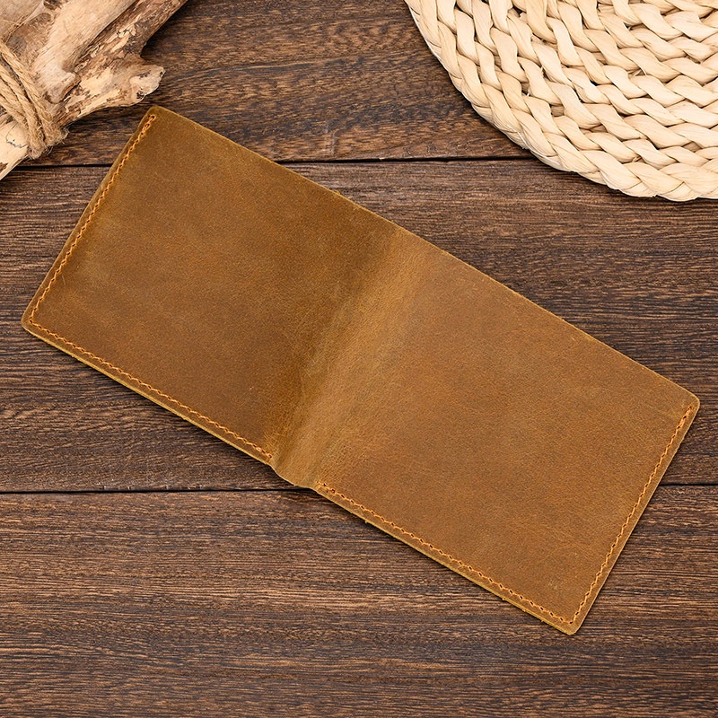 Ví Da Bò Thật Hai Ngăn Đựng Thẻ Dáng Ngắn Gập Đôi Thời Trang Cho Nam