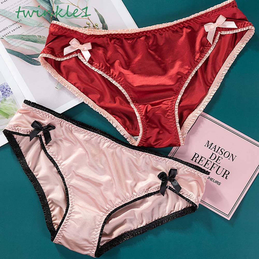 TWINKLE Quần Lót Dây Lưng Thấp Thoáng Khí Đính Nơ Gợi Cảm Cho Nữ