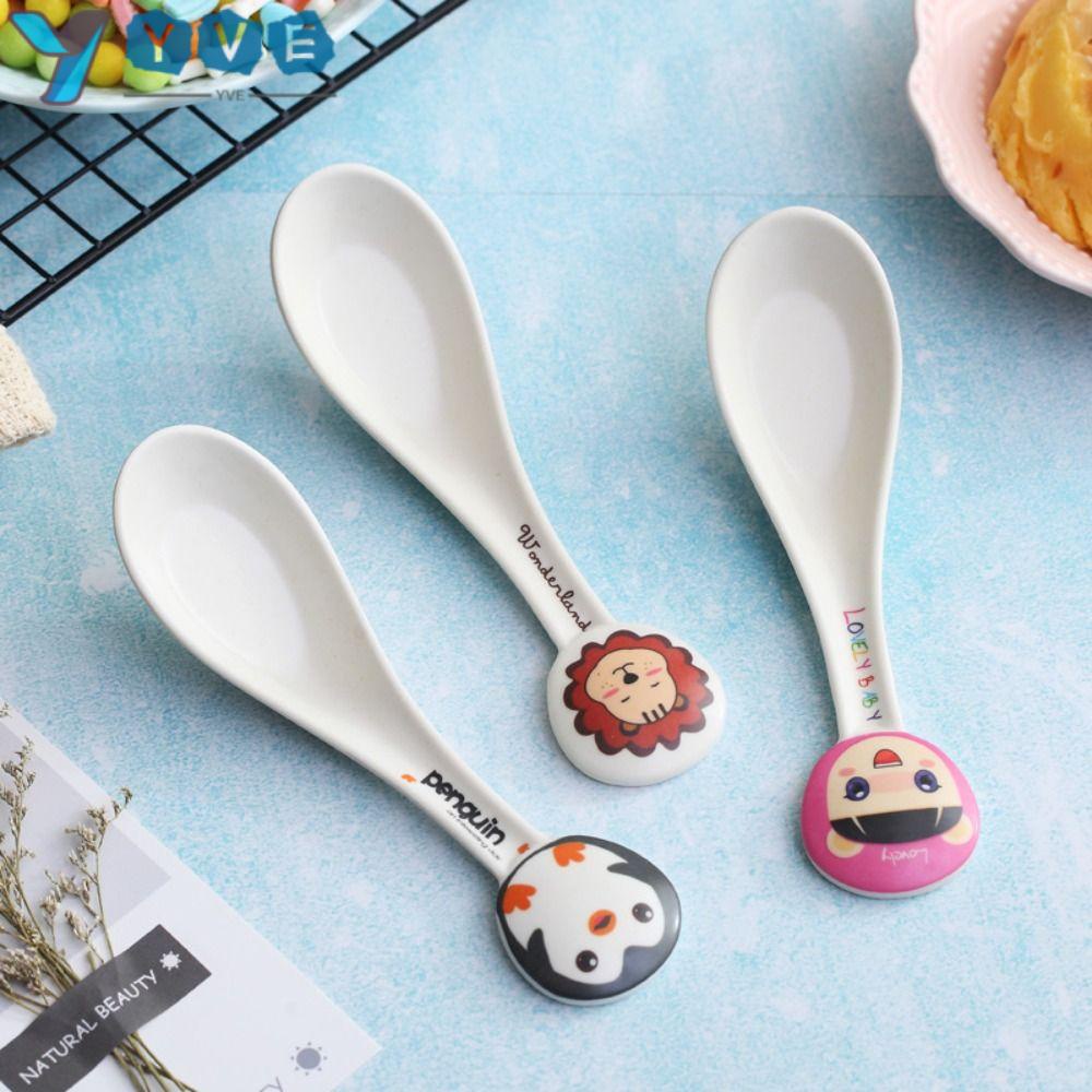 YVE Set 2 Muỗng Ăn Bằng Sợi Tre Đa Năng Phong Cách Hoạt Hình Cho Bé