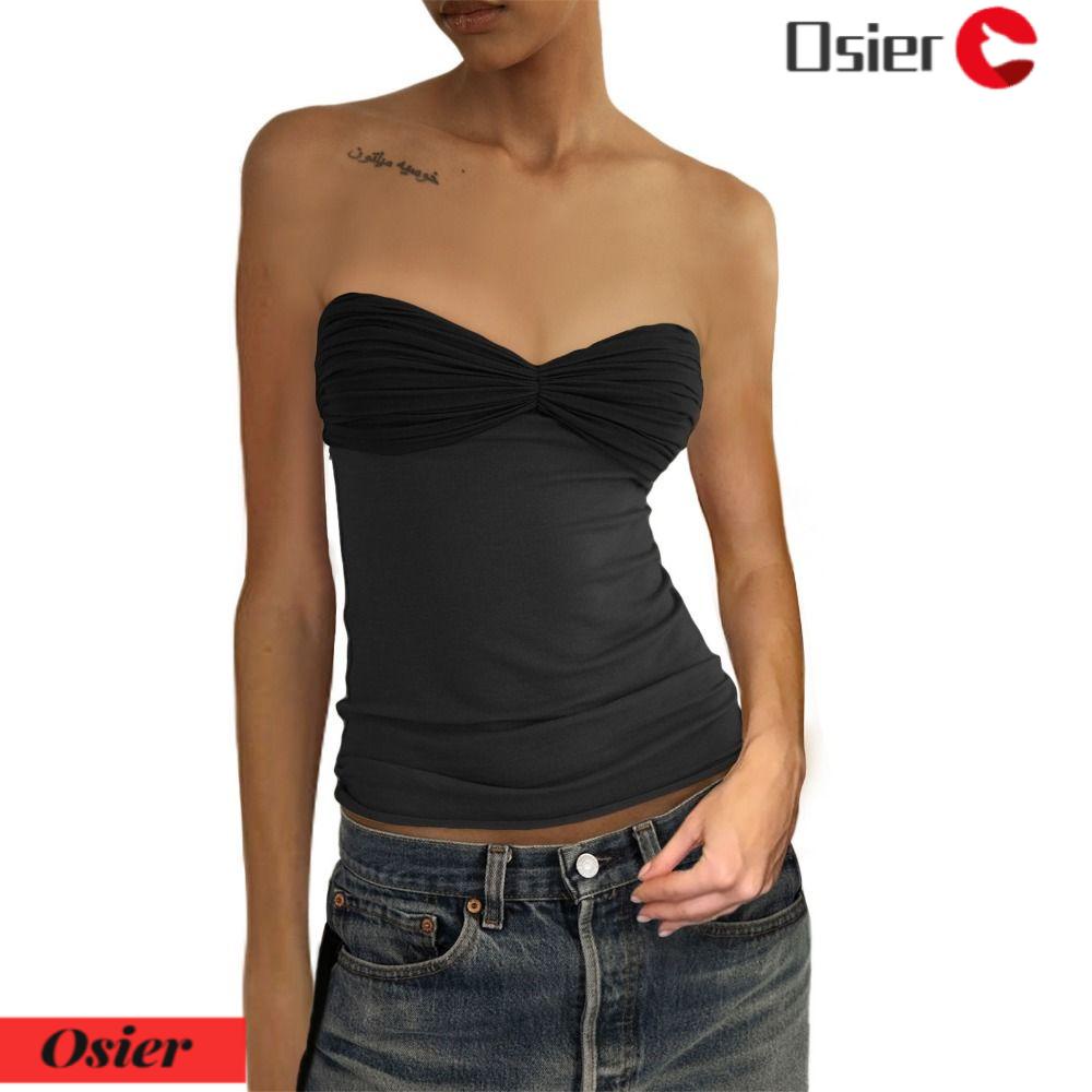 OSIER1 Áo Croptop Dáng Ôm Thiết Kế Xoắn Độc Đáo Thời Trang Mùa Hè Quyến Rũ Cho Nữ