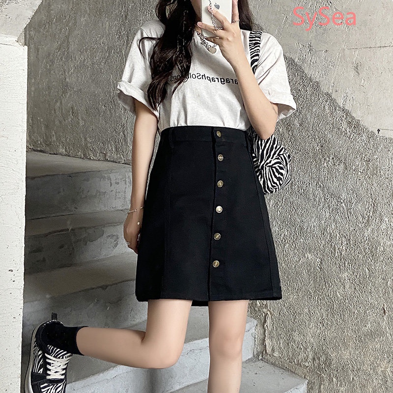 Chân váy jean Đen Lưng Cao Ôm Dáng Thời Trang Mùa Hè Cho Nữ