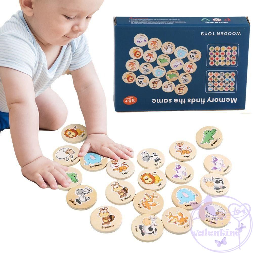 AVALENTINE Bộ Trò Chơi Xếp Hình Động Vật Bằng Gỗ Rèn Luyện Trí Nhớ Cho Bé