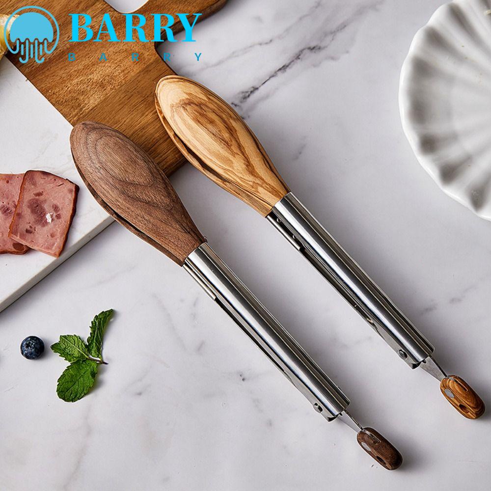 BARRY Kẹp Gắp Thức Ăn Bằng Thép Không Gỉ Với Tay Cầm Bằng Gỗ Chống Trượt Tiện Dụng Cho Nhà Bếp