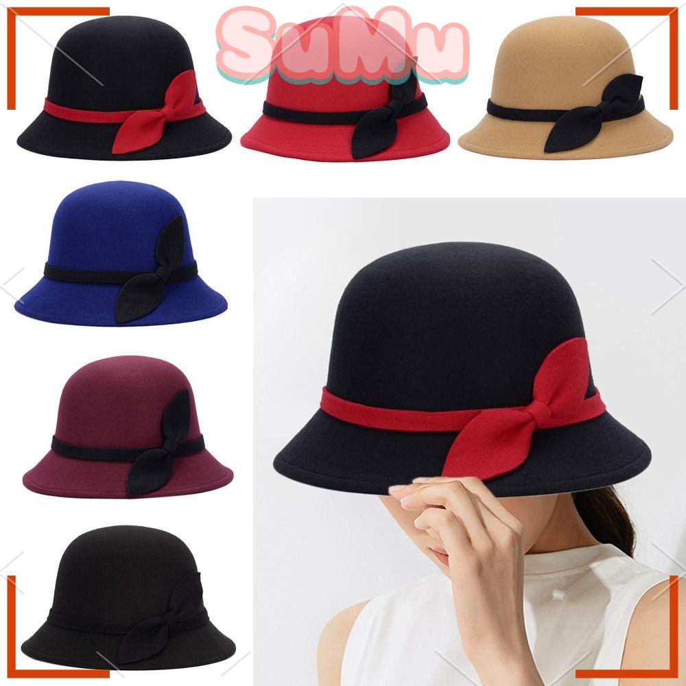SUMU Mũ Fedora Vải Len Phong Cách Vintage Thời Trang Thu Đông