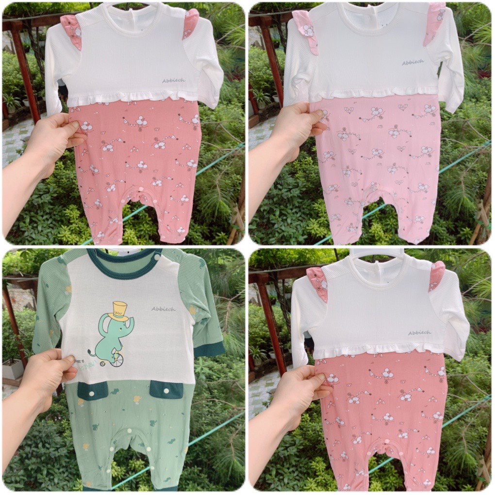 Abbieoh - Bộ quần áo liền thân, bộ Body cho bé sơ sinh chất liệu tăm lạnh mềm mát