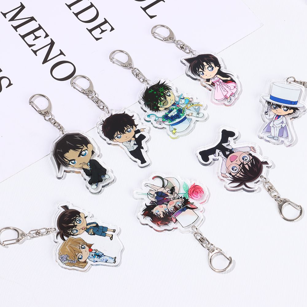 Móc khóa acrylic hình nhân vật anime Conan Kudo Shinichi Morilan hai mặt