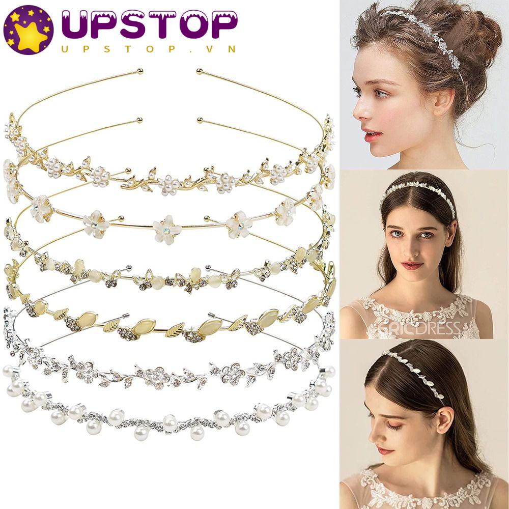 UPSTOPVN Lược Cài Tóc Hình Hoa Lá Đính Đá Lấp Lánh Cho Cô Dâu