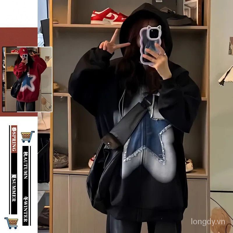 Áo Khoác Cardigan Có Mũ Trùm Dáng Rộng Thời Trang Theo Phong Cách Đường Phố Dành Cho Cặp Đôi