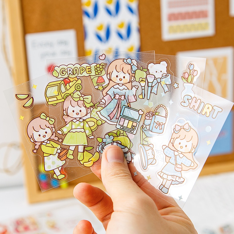10pcs Miếng Dán PET Họa Tiết Hoạt Hình Chống Thấm Nước TZ046 Trang Trí Điện Thoại / Cốc Nước