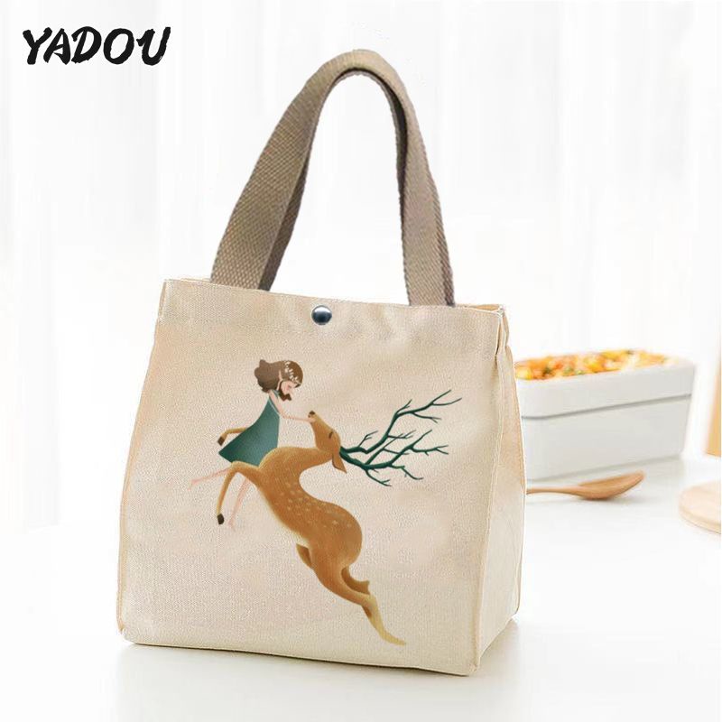 Yadou Túi Vải canvas Đựng Hộp Cơm Trưa Xách Tay Phong Cách Mới Cho Nữ Sinh