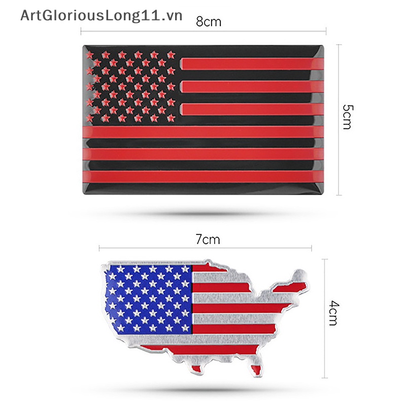 1 Miếng Dán Logo Hình Lá Cờ Mỹ Bằng Kim Loại Trang Trí Xe Hơi