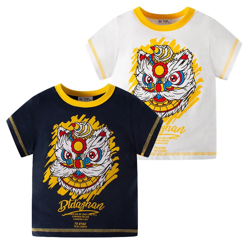 Áo Thun Cotton Tay Ngắn In Họa Tiết 3D Phong Cách Trung Hoa Thời Trang Mùa Hè 2023 Dành Cho Bé Trai Và Bé Gái