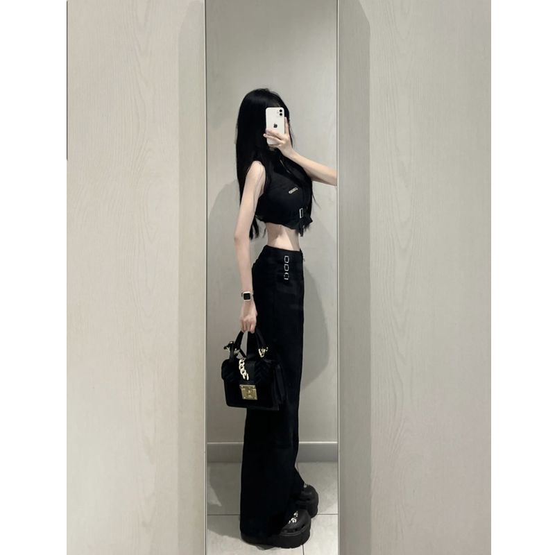 Set Áo Thun POLO Ngắn Tay Và Quần Short Lưng Cao Ống Rộng Thời Trang Mùa Hè Dành Cho Nữ