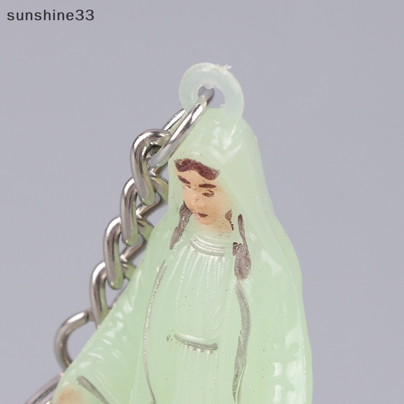 Móc Khóa Phát Sáng Xanh Dương Hình Đức Mẹ Mary Độc Đáo