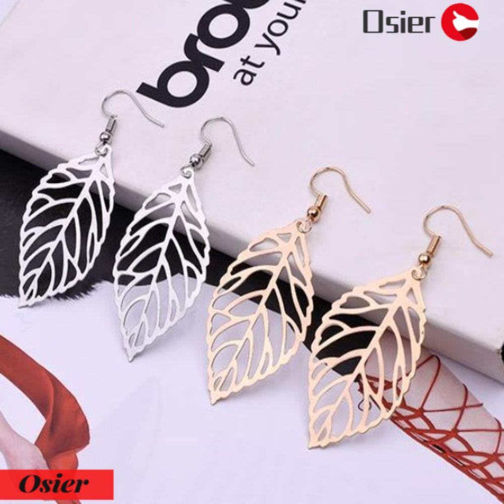 OSIER1 Bộ 12 Đôi Bông Tai Hợp Kim Hình Chiếc Lá Phong Cách Bohemia Cổ Điển Cho Nữ