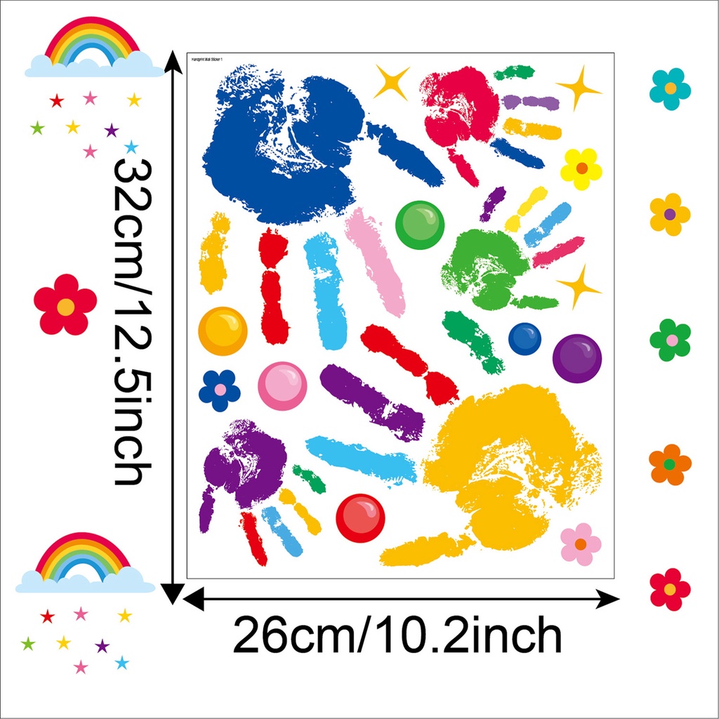 1 Set / 1 Nhãn Dán Tường Tự Dính Họa Tiết Dấu Tay Nhiều Màu Sắc Trang Trí Nhà Trẻ