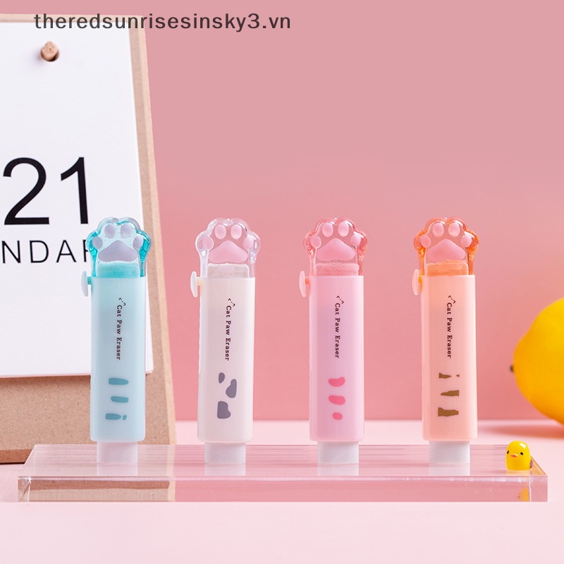 Bộ 8 Cục Tẩy Hình Dấu Chân Mèo Màu Hồng Thời Trang Dành Cho Bé Gái