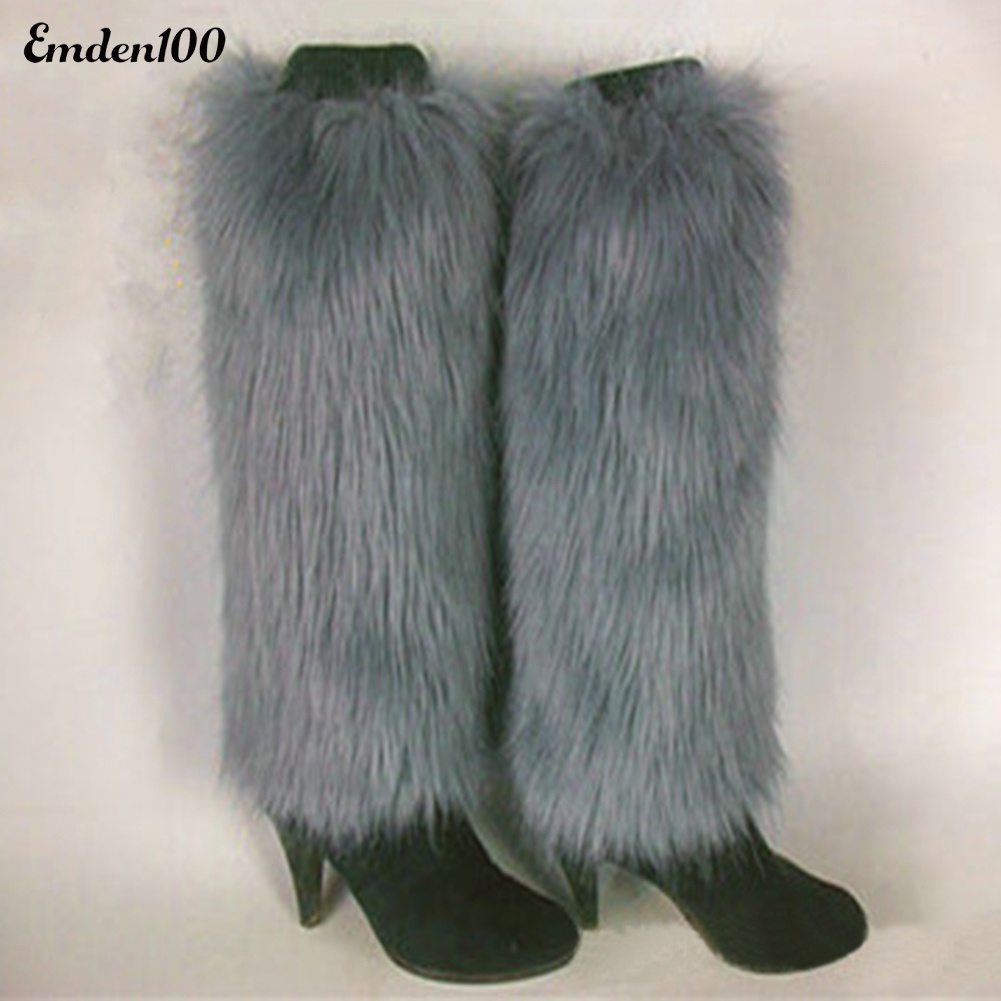 [EMDEN] Vớ Ống Chân Giả Lông Thú Mềm Mại Màu Trơn Giữ Ấm Mùa Đông Thời Trang Cho Nữ