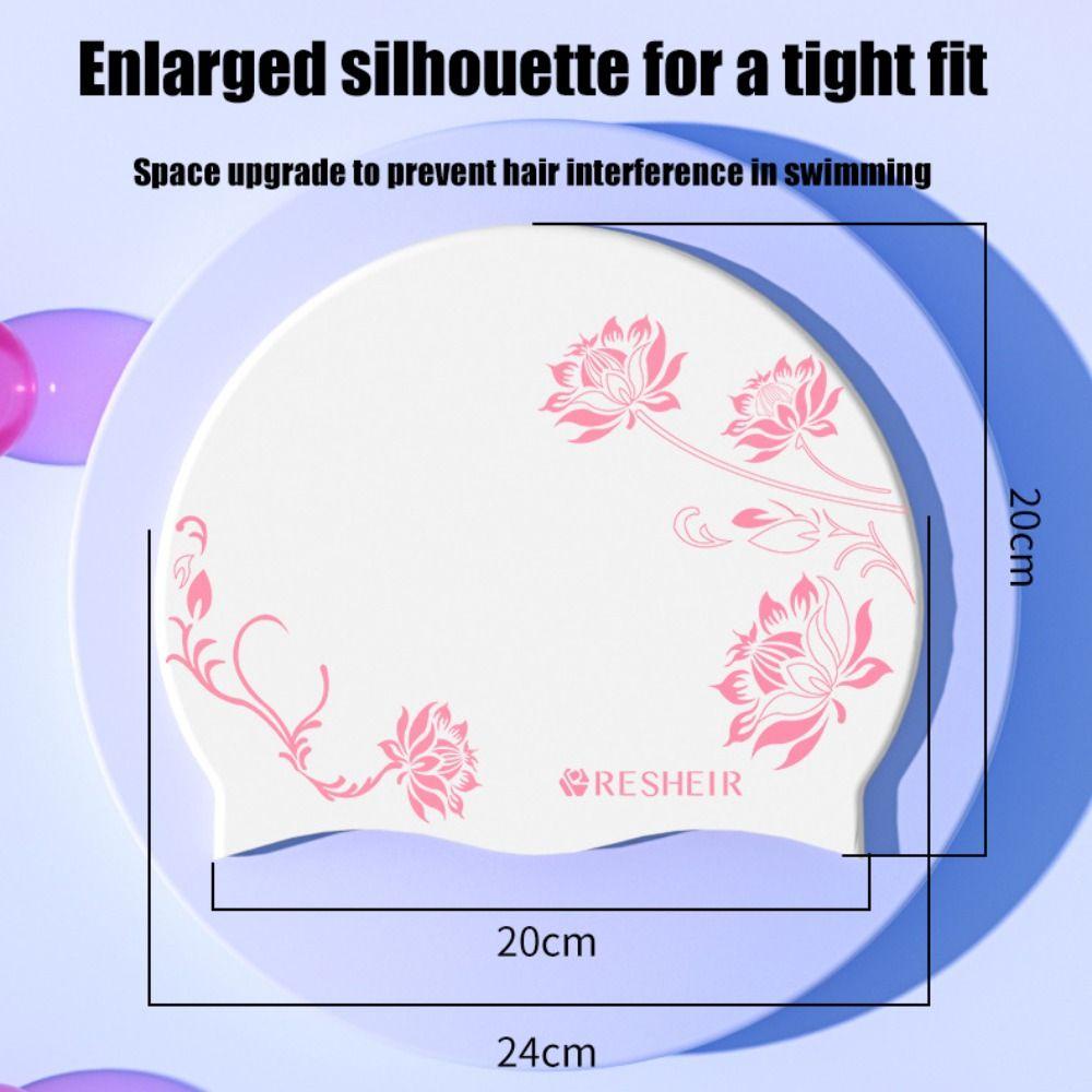 MIQUEL Mũ Bơi Silicone Co Giãn Chống Thấm Nước In Họa Tiết Hoa Sen Xinh Xắn Cho Nữ