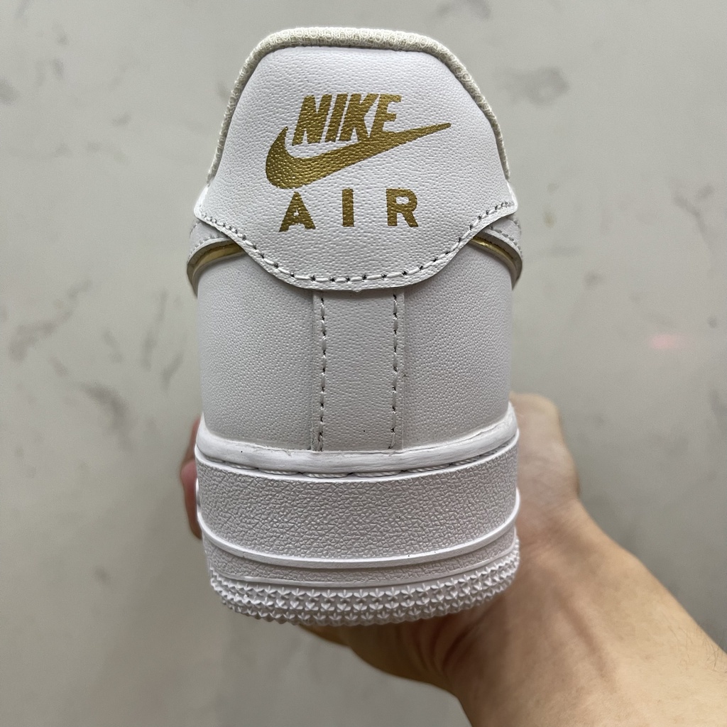 Giày AF1 07 Essential in White and Metallic Gold, AF1 Trắng Móc Vàng - Than.Shoes