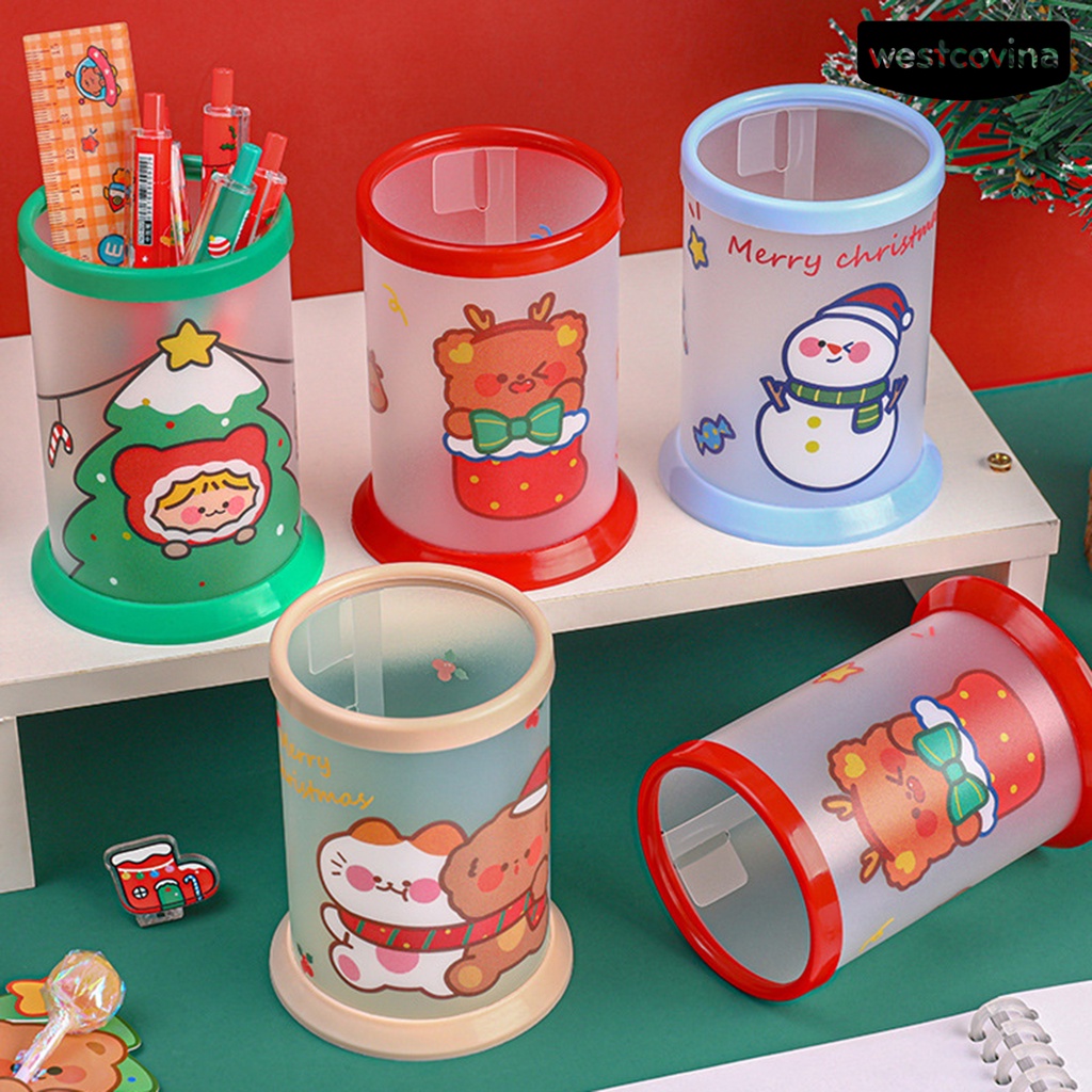 [WSTN]✎Túi Đựng Bút Đa Năng Sức Chứa Lớn Tiết Kiệm Không Gian Họa Tiết Giáng Sinh Hoạt Hình Dễ Thương