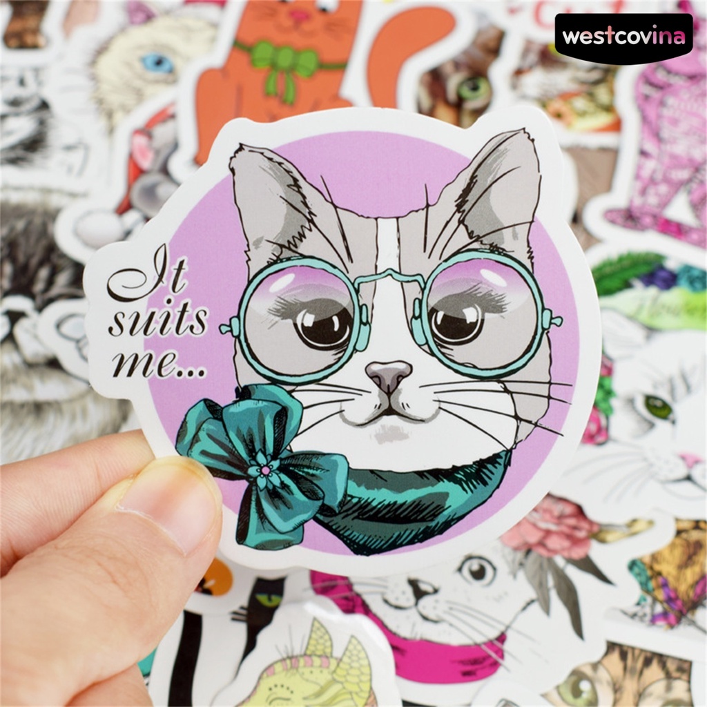 [WSTN]✎Bộ 50 Miếng Dán Chống Thấm Nước Họa Tiết Hoạt Hình Dễ Thương Độc Đáo Trang Trí Tủ Lạnh / Scooter DIY