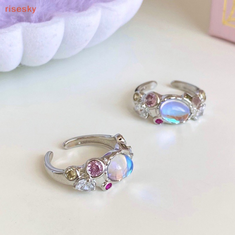 Nhẫn Hở Đính Đá Zircon Hồng Kim Cương Nhân Tạo Thời Trang Cổ Điển Có Thể Điều Chỉnh Làm Quà Tặng Sinh Nhật